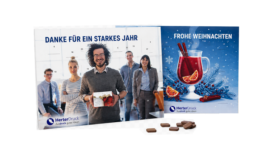 Firmen-Adventskalender Großformat Querformat mit Team- und Weihnachtsmotiv